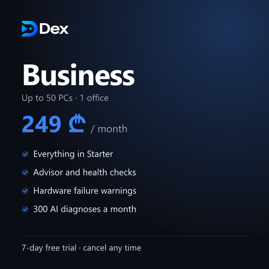 Dex Business plan: 249 lari a month, up to 50 PCs